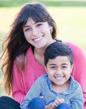 Mom & son smiling